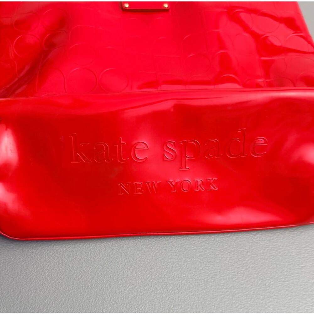 Kate Spade Red Patent Leather Tote Bag Large Glossy Shoulder Bag NWOT - Picture 5 of 10
